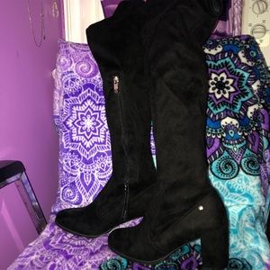 black high heel boots